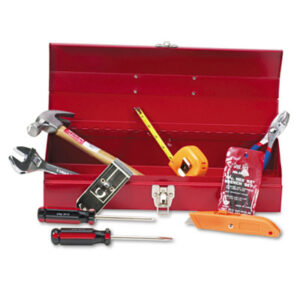 (GNSCTB9)GNS CTB9 – 16-Piece Light-Duty Office Tool Kit, Metal Box, Red by GREAT NECK SAW MFG. (1/KT)