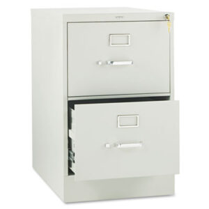 Office Furniture; 26-1/2" Deep; 310 Series; Cabinet; Drawer; File Cabinet; File Cabinets; Full-Suspension; Furniture; Legal Size; Light Gray; Metal; Two-Drawer; Vertical File; Filing; Systems; Receptacles; Organization; Files; Lock; HON