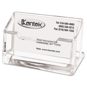 Acrylic; Business Card Holder; Clear; Desk Accessories; KANTEK; Contacts; Files; Addresses; Phone-Numbers; Networking