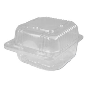 (DPKPXT505)DPK PXT505 – Plastic Clear Hinged Containers, 12 oz, 5.25 x 5.13 x 2.75, Clear, 500/Carton by DURABLE PACKAGING (500/CT)