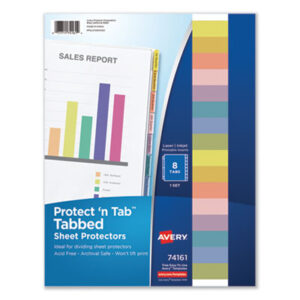 AVERY; Binders; Indexes; Protect &apos;n Tab; Ring Binder Accessories; Ring Binder Divider; Sheet Protectors; Subject Divider; Tab Divider; Sleeves; Transparent; Sheaths; Storage; Filing; Protection