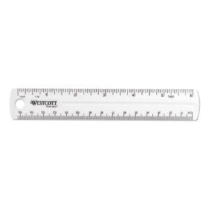 6" Long; ACME UNITED; Metric; Metric Ruler; Plastic; Plastic Ruler; Ruler; Rulers; Shatterproof; Transparent; WESTCOTT; Westcott Rulers; Measurements; Tools; Mathematics; Schools; Education; Teachers; Students; Length; Measuring Device