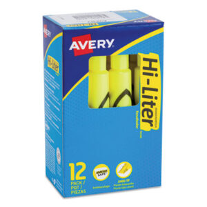 AVERY; Desk Style; Fluorescent Yellow Ink; Hi-Liter; Highlighter; Highlighters; Marker; Pen; Pens; Note-taking; Underscoring; Emphasis; Accentuate; School; Education; Students; Teachers; Hiliters; Hilighters