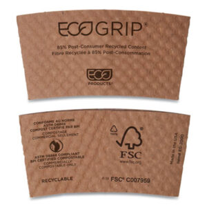 (ECOEG2000)ECO EG2000 – EcoGrip Hot Cup Sleeves – Renewable and Compostable, Fits 12, 16, 20, 24 oz Cups, Kraft, 1,300/Carton by ECO-PRODUCTS,INC. (1300/CT)