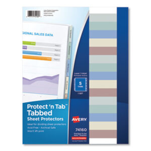 AVERY; Binders; Indexes; Protect &apos;n Tab; Ring Binder Accessories; Ring Binder Divider; Sheet Protectors; Subject Divider; Tab Divider; Sleeves; Transparent; Sheaths; Storage; Filing; Protection