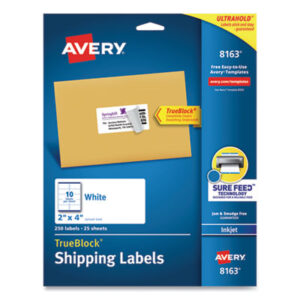 2 x 4; Address; Inkjet Printer; Inkjet Printers; Label; Labels; Mailing; White; Identifications; Classifications; Stickers; Shipping; Receiving; Mailrooms; AVERY