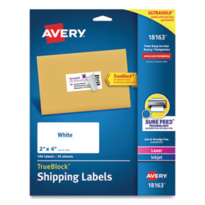 2 x 4; Address; Inkjet Printer; Inkjet Printers; Label; Labels; Mailing; White; Identifications; Classifications; Stickers; Shipping; Receiving; Mailrooms; AVERY