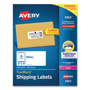 Address; Address Labels; Label; Labels; Laser; Laser Printer; Laser Printer Labels; Mailing; Smooth Feed Sheets; White; Identifications; Classifications; Stickers; Shipping; Receiving; Mailrooms; AVERY