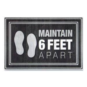 (APH3984528772X3)APH 3984528772X3 – Message Floor Mats, 24 x 36, Charcoal, "Maintain 6 Feet Apart" by APACHE MILLS (1/EA)
