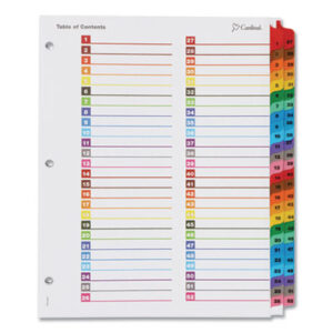 Divider; Index; Multi; 52 Tab; Letter; Pre-Printed; Mylar Tabs; Index Tabs; Divider Tabs; One Step Tabs; TOPS; Cardinal