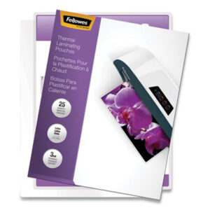 25 Pouches per Pack; 3 Mil; FELLOWES; Laminating; Letter; Pouches; Sleeves; Overlays; Veneers; Finishes; Coatings