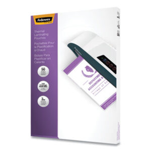 Fellowes; 3 Mil; 50 Pouches per Pack; FELLOWS; Laminating; Laminating Pouches; Sleeves; Overlays; Veneers; Finishes; Coatings