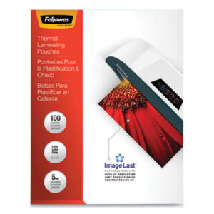 100 Pouches per Pack; 5 Mil; FELLOWES; Laminating; Letter; Pouches; Sleeves; Overlays; Veneers; Finishes; Coatings