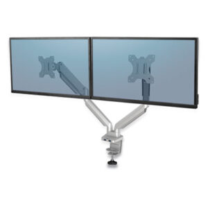 Dual Monitor Arm; Fellowes; Platinum Series; Hardware; Set-up; Systems; Electronics; Audio Visual Equipment