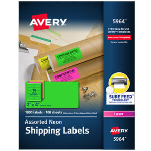 Avery; Neon; Addressing; Identifications; Classifications; Stickers; Shipping; Receiving; Mailrooms; Labels