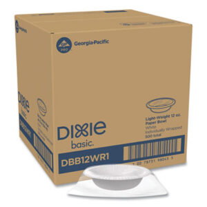 (DXEDBB12WR1)DXE DBB12WR1 – Everyday Disposable Dinnerware, Individually Wrapped, Bowl, 12 oz, White, 500/Carton by DIXIE FOOD SERVICE (500/CT)