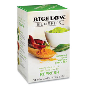 (BTC826)BTC 826 – Benefits Turmeric Chili Matcha Green Tea, 0.6 oz Tea Bag, 18/Box by BIGELOW TEA CO. (18/BX)