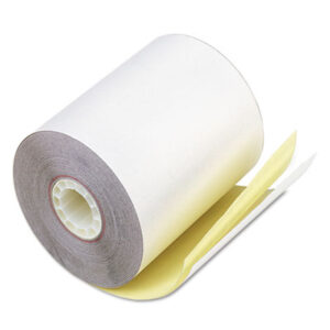 Paper Rolls; 3.25" Wide; Financial; Financial Machine; Financial Machine Paper; Financial Machine Paper Roll; Financial Rolls; Paper; Paper Roll; Paper Rolls; Point of Sale Rolls; Cash Register Rolls; PM COMPANY; Rolls; Self-Contained; Carbonless; Teller Window; Two-Ply; Bond; Multi-Ply; White/Canary; Cylindrical; Media; Documents; Imaging; Reproductions; Peripheral; PAX7685