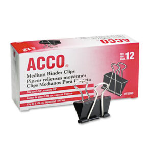(ACC72050)ACC 72050 – Binder Clips, Medium, Black/Silver, Dozen by ACCO BRANDS, INC. (12/DZ)