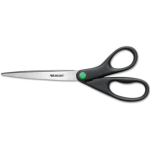 3-3/4" Cut; 9" Length; ACME; All-Purpose; Black Handles; Kleenearth Scissors; Recycled Product; Recycled Products; Scissors; Scissors & Shears; Scissors/Shears; Shears; Trimmer; Trimmers; Cutters; Pivoting; Blades; Tangs; Clippers