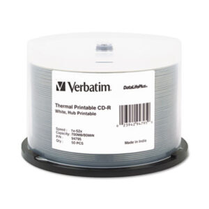 (VER94755)VER 94755 – CD-R DataLifePlus Printable Recordable Disc, 700 MB/80 min, 52x, Spindle, White, 50/Pack by VERBATIM CORPORATION (50/PK)