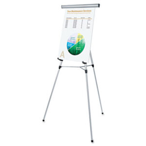 (UNV43050)UNV 43050 – 3-Leg Telescoping Easel with Pad Retainer, Adjusts 34" to 64", Aluminum, Silver by UNIVERSAL OFFICE PRODUCTS (1/EA)