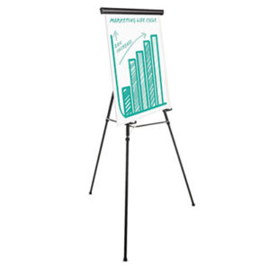 (UNV43034)UNV 43034 – Heavy-Duty Adjustable Presentation Easel, 69" Maximum Height, Metal, Black by UNIVERSAL OFFICE PRODUCTS (1/EA)
