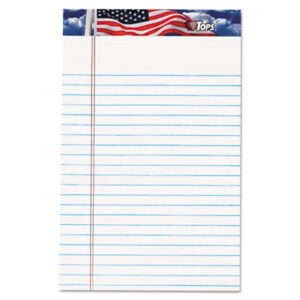 5 x 8 Size; American Pride; Jr. Legal Ruled Tablets; Letr-Trim; Ruled Pads; TOPS; White; Writing Pad; Tablets; Booklets; Schools; Education; Classrooms; Students