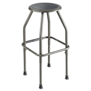 Backless; Pewter; Industrial Stool; Leather; Metal-Frame; Stool; Stools; Seats; Seating; Furniture; Workstations; Office