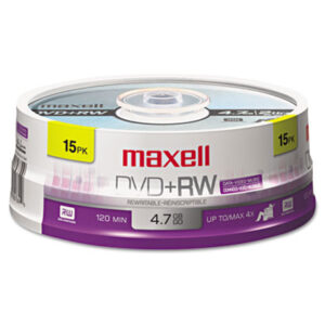 4X; Data Storage; Discs; DVD; DVD Recordable Discs; DVD+RW; MAXELL; Recordable Discs; Storage Tapes & Discs; Media; Data; Storage; Archiving; Computers