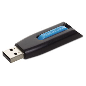(VER49176)VER 49176 – Store &apos;n&apos; Go V3 USB 3.0 Drive, 16 GB, Black/Blue by VERBATIM CORPORATION (1/EA)
