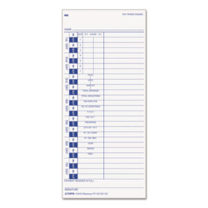 4 x 9; Card; Payroll; Pyramid; Time; Time Card; Time Card/Clock; Time Clock; Time Clock Cards; TOPS; Weekly; Weekly Time Card; Punch-Cards; Time-Recorders; Hours-Tracking; Employees; Management; Tracker