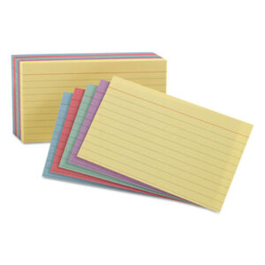 4 x 6 Card Size; Assorted Colors; Cards; Index; Index Card; OXFORD; Recycled Product; Recycled Products; Ruled; Recordkeeping; Study-Aids; Annotations; Reminders; Summaries; Students; Classrooms; Education; Teachers