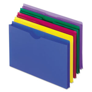 5/Pack; Assorted Colors; File Jacket; Jacket; Letter Size; PENDAFLEX; Pocket Folder; Poly File Jackets; Sheaths; Pouches; Casings; Holders; Storage; Files