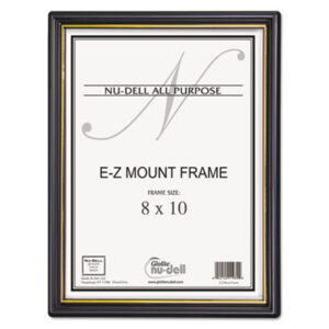 (NUD11800)NUD 11800 – EZ Mount Document Frame with Trim Accent and Plastic Face, Plastic, 8 x 10, Black/Gold by NU-DELL MANUFACTURING (1/EA)
