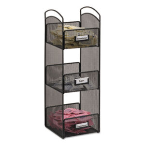 (SAF3290BL)SAF 3290BL – Onyx Breakroom Organizers, 3 Compartments, 6 x 6 x 18, Steel Mesh, Black by SAFCO PRODUCTS (1/EA)
