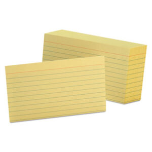 3 x 5 Card Size; Canary; Cards; Index; Index Card; OXFORD; Recycled Product; Recycled Products; Ruled; Recordkeeping; Study-Aids; Annotations; Reminders; Summaries; Students; Classrooms; Education; Teachers