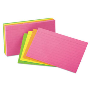 3 x 5 Card Size; Assorted Colors; Cards; Glow Colors; Index; Index Card; OXFORD; Recycled Product; Recycled Products; Ruled; Recordkeeping; Study-Aids; Annotations; Reminders; Summaries; Students; Classrooms; Education; Teachers