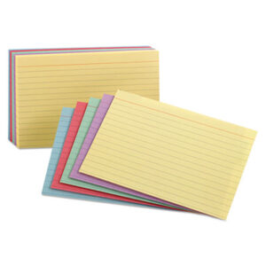 3 x 5 Card Size; Assorted Colors; Cards; Index; Index Card; OXFORD; Recycled Product; Recycled Products; Ruled; Recordkeeping; Study-Aids; Annotations; Reminders; Summaries; Students; Classrooms; Education; Teachers