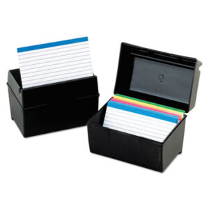 5 x 8 Size; Black; Boxes; Card File; Card File Box; Card Files; Card Filing; ESSELTE; File; Index Card; Index Card File; Index Card Files; OXFORD; Plastic; Contacts; Files; Addresses; Phone-Numbers; Networking