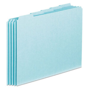 1/3 Cut; Blank Tab; Blue; Dividers; File Folder; File Guide; Filing In/Out Card; Heavy Duty; Index Guide; Letter Size; PENDAFLEX; Pressboard; Recycled; Recycled Products; Top Tab; Filing; Labeling; Indicators; Directories; Arranging; Files