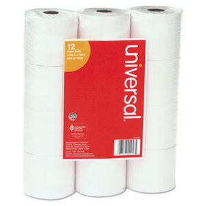 (UNV35715GN)UNV 35715GN – Impact and Inkjet Print Bond Paper Rolls, 0.5" Core, 2.25" x 130 ft, White, 12/Pack by UNIVERSAL OFFICE PRODUCTS (12/PK)