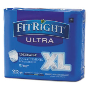 (MIIFIT23600ACT)MII FIT23600ACT – FitRight Ultra Protective Underwear, X-Large, 56" to 68" Waist, 20/Pack, 4 Pack/Carton by MEDLINE INDUSTRIES, INC. (80/CT)