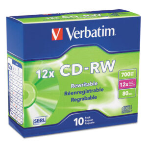 12x; 700MB/80Min; Branded Surface; CD; CD-Rewritable discs; CD-RW; CD-RW Rewritable discs; CD/CD-ROM; Disc; disc; discs; Rewritable discs; Silver; VERBATIM; Media; Data; Storage; Archiving; Computers