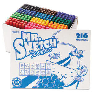 (SAN1905315)SAN 1905315 – Scented Stix Watercolor Marker Set School Pack, Fine Bullet Tip, Assorted Colors, 216/Set by SANFORD (216/ST)