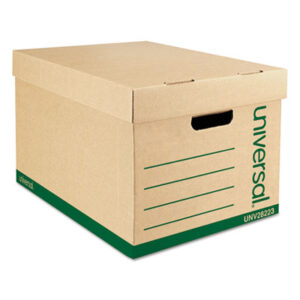(UNV28223)UNV 28223 – Recycled Medium-Duty Record Storage Box, Letter/Legal Files, Kraft/Green, 12/Carton by UNIVERSAL OFFICE PRODUCTS (12/CT)