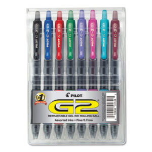 (PIL31128)PIL 31128 – G2 Premium Gel Pen, Retractable, Fine 0.7 mm, Assorted Ink and Barrel Colors, 8/Pack by PILOT CORP. OF AMERICA (8/ST)