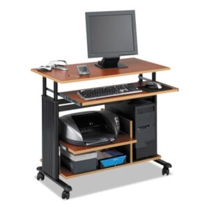 Adjustable Computer Stand; Adjustable Height; Cart; Computer Furniture; Computer Stand; Computer Workstation; Computer/Printer; Furniture; Mini-Tower; Mobile; SAFCO; Stand; Workstation; Cherry/Black; Furnishings; Desks; Workspaces; Computer-Stations; Facility; Cubical; Cubes