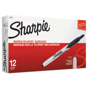 Black; Fine Point; Markers; Permanent Marker; Retractable; SANFORD; SHARPIE; Sharpie Markers; Sharpie RT Marker; Writing; Utensil; Arts; Crafts; Education; Schools; Classrooms; Teachers; Students; SAN32721; SAN32721PP