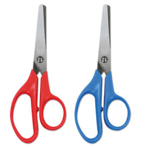 (UNV92024)UNV 92024 – Kids&apos; Scissors, Rounded Tip, 5" Long, 1.75" Cut Length, Assorted Straight Handles, 2/Pack by UNIVERSAL OFFICE PRODUCTS (2/PK)